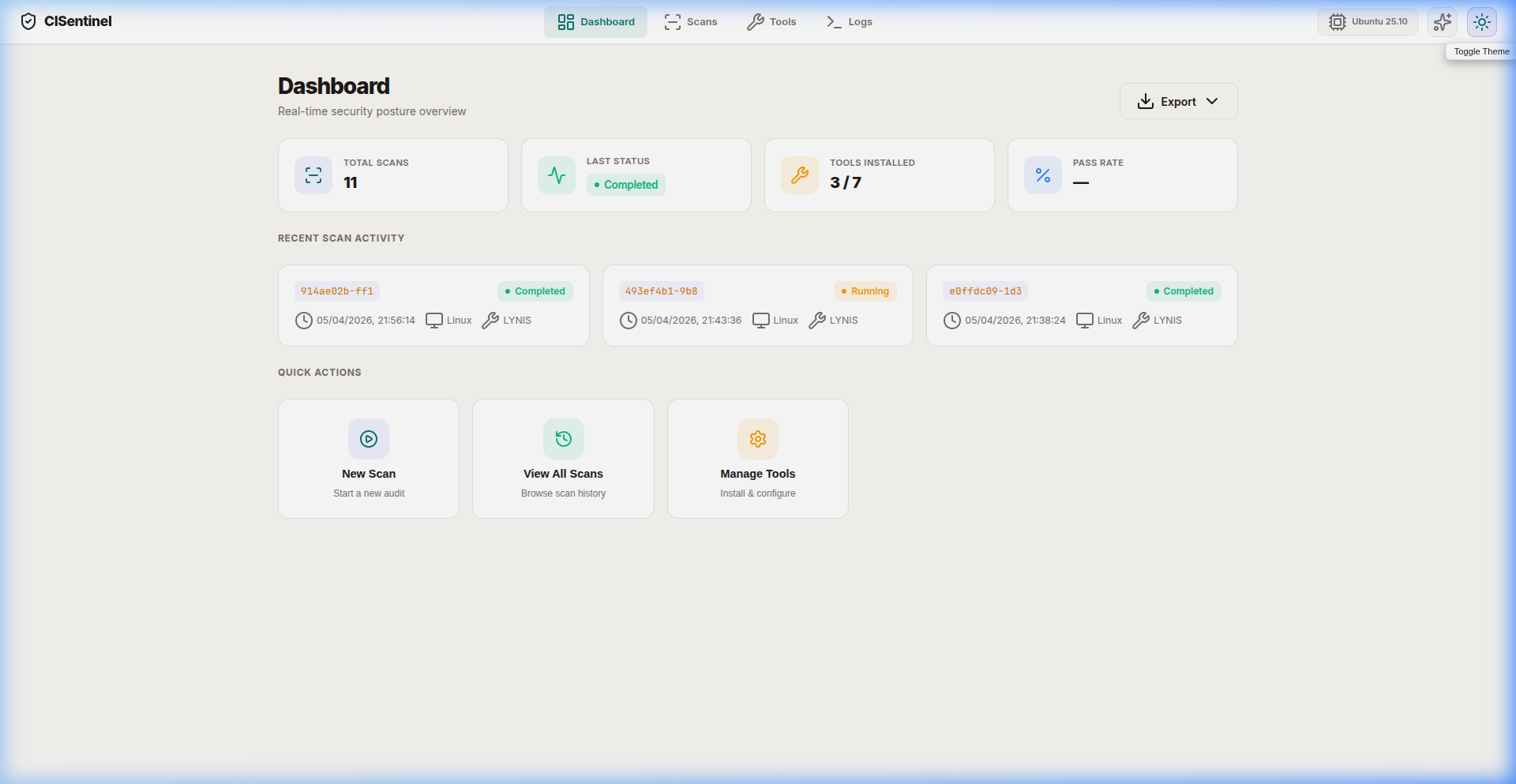 Dashboard — Light Mode